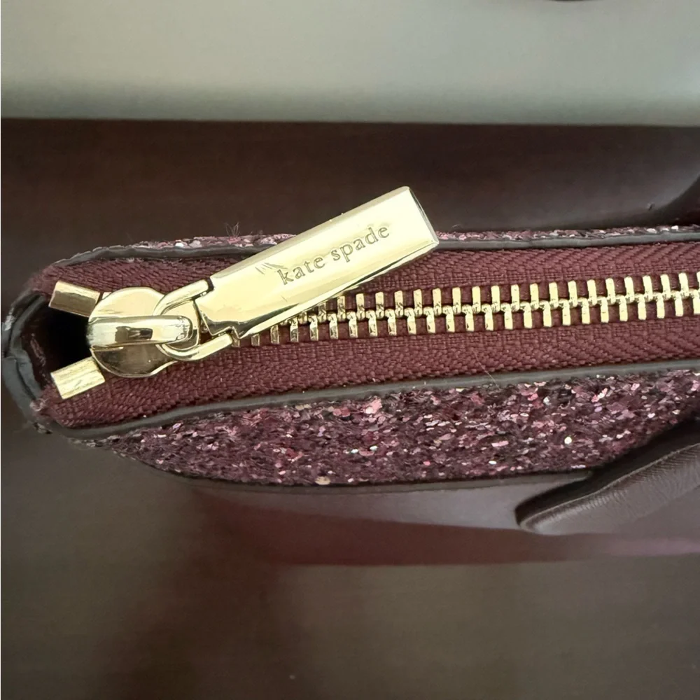 Kate Spade Burgundy Holiday Glam Accent Tote Shoulder Bag
